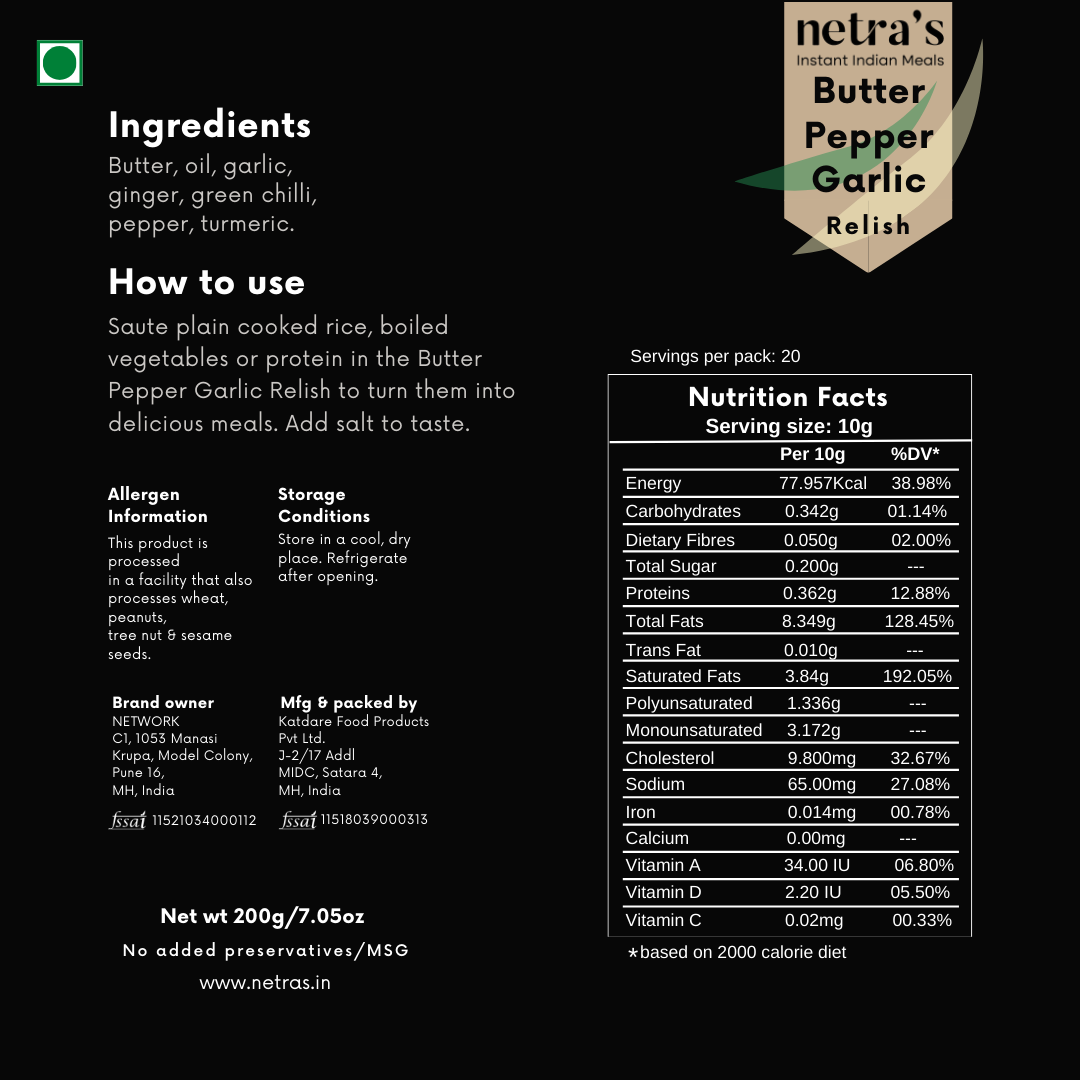 butter pepper garlic info