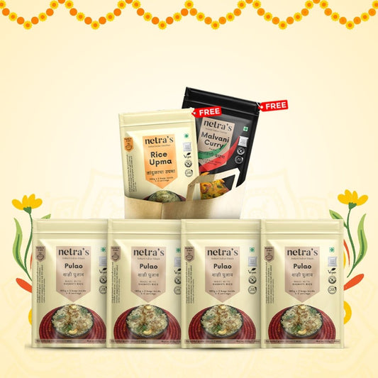 Instant Pulao Combo (Pack of 4) + FREE Rice Upma & Malvani Curry