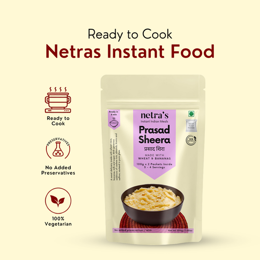 Instant Prasad Sheera (2 bags, 400g, 8 servings) | 100% Natural | Preservative-free