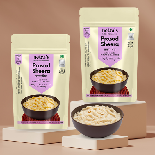 Instant Prasad Sheera (2 bags, 400g, 8 servings) | 100% Natural | Preservative-free