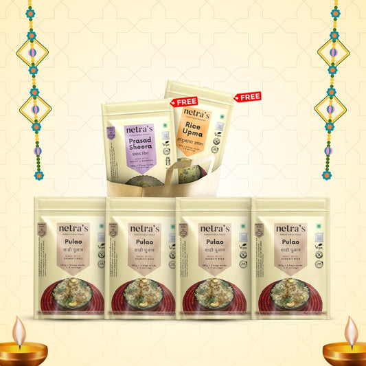 Instant Pulao Combo (Pack of 4) + FREE Rice Upma & Prasad Sheera