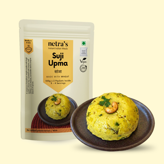 Instant Suji Wheat Upma (2 bags, 400g, 8 servings) | 100% Natural | Preservative-free