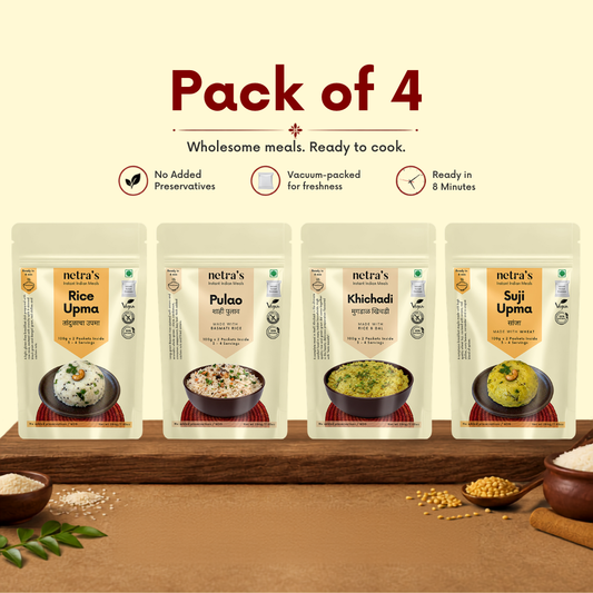 All-Day Indian Meal Kit | Rice Khichdi, Pulao, Suji Upma & Rice Upma