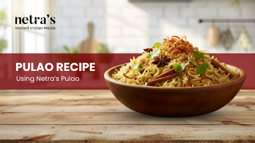 Fluffy instant pulao in a bowl