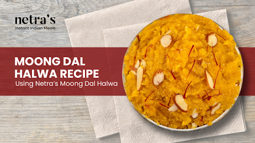 Warm moong dal halwa with nuts on top