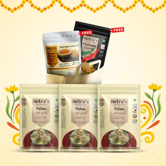 Instant Pulao Combo (Pack of 3) + FREE Aamras & Malvani Curry