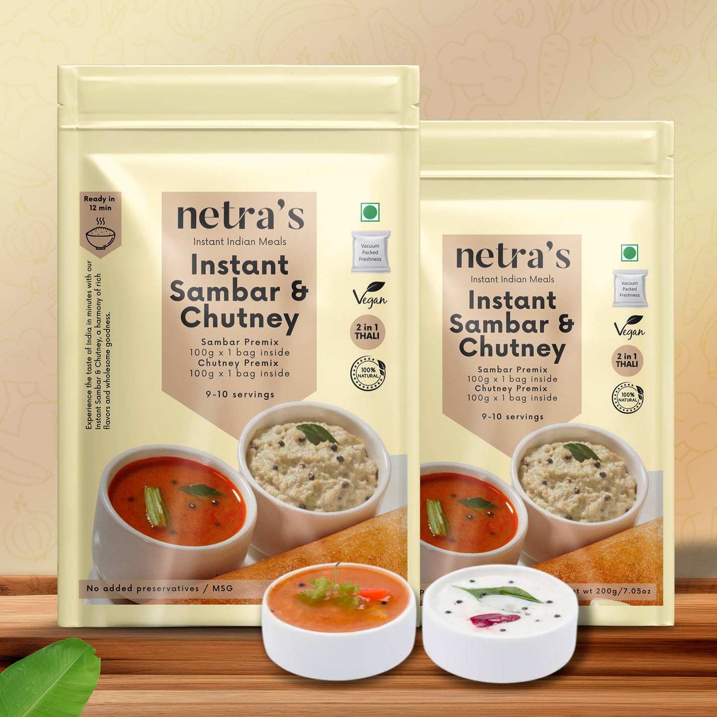 Instant Sambar Chutney (2 bags, 400g / 20 servings) | Gluten-free | Preservative-free