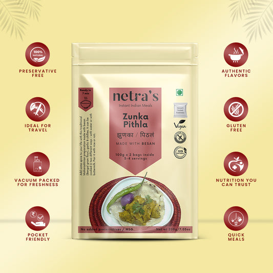 Instant Zunka Pithla (2 bags, 400g, 8 servings) | Gluten-free | Preservative-free