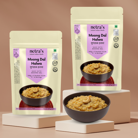 Instant Moong Dal Halwa (2 bags, 400g / 8 servings) | Gluten-free | Preservative-free