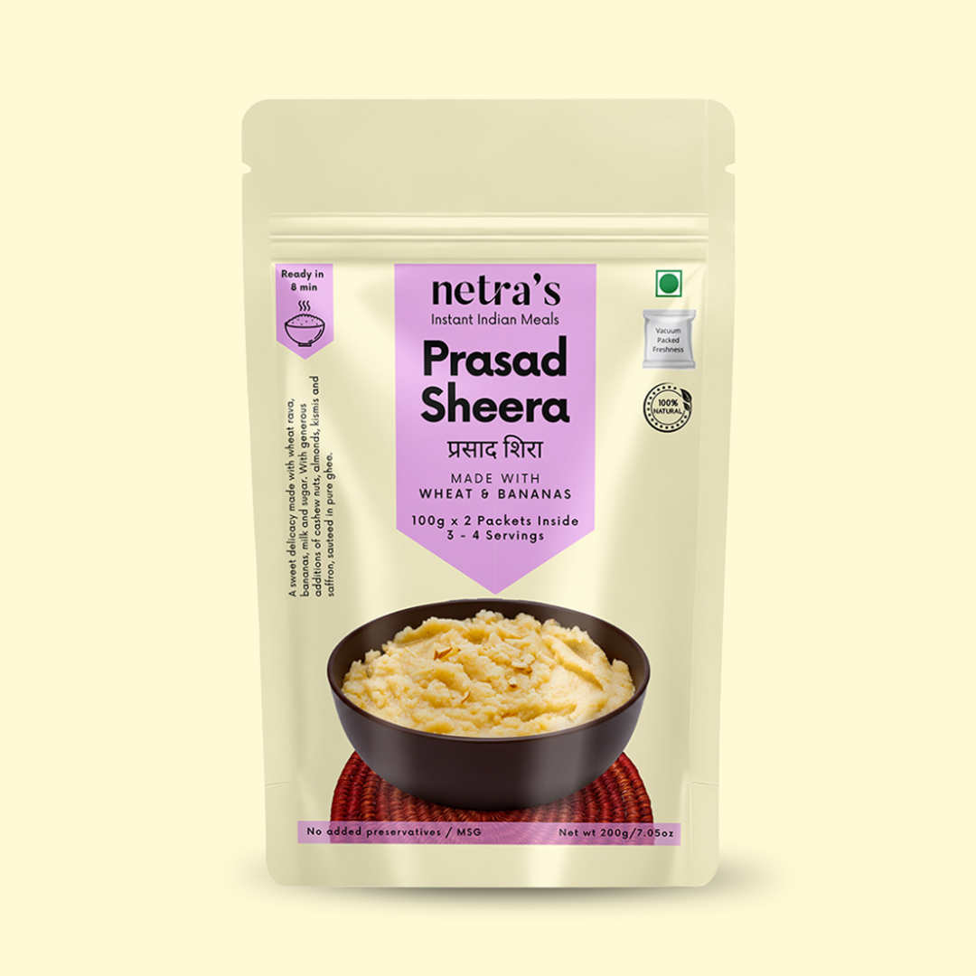 Instant Prasad Sheera (2 bags, 400g, 8 servings) | 100% Natural | Preservative-free