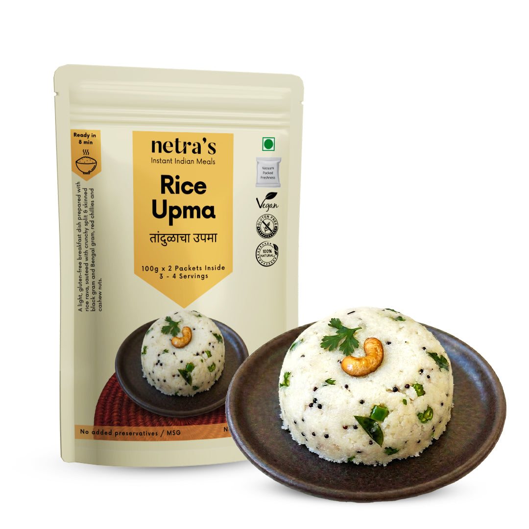 Instant Indian Breakfast |  Suji Upma, Rice Upma (2 bags, 400g / 8 servings)