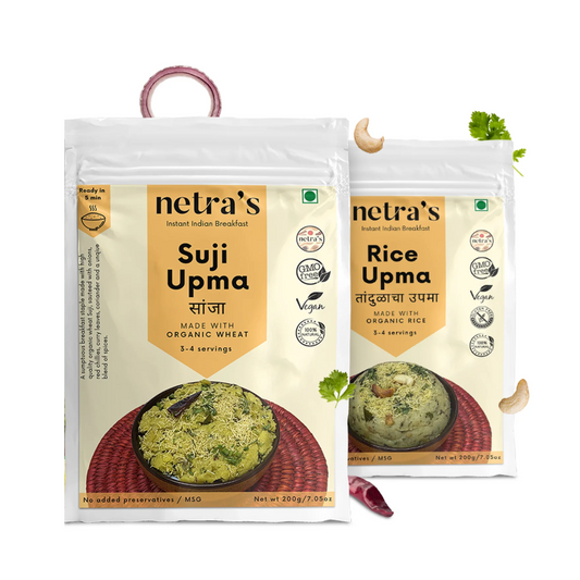 Instant Indian Breakfast |  Suji Upma, Rice Upma (2 bags, 400g / 8 servings)