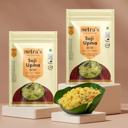 Instant Suji Wheat Upma (2 bags, 400g, 8 servings) | 100% Natural | Preservative-free