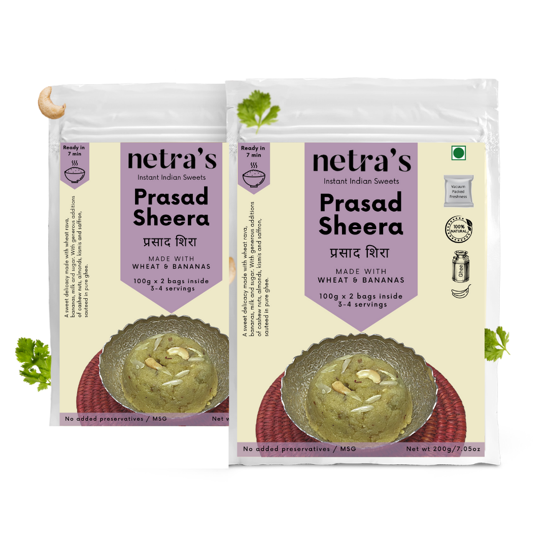Instant Prasad Sheera (2 bags, 400g, 8 servings) | 100% Natural | Preservative-free
