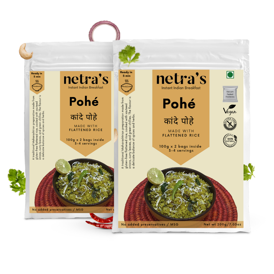 Instant Pohe (2 bags, 400g, 8 servings) | Gluten-free | Preservative-free